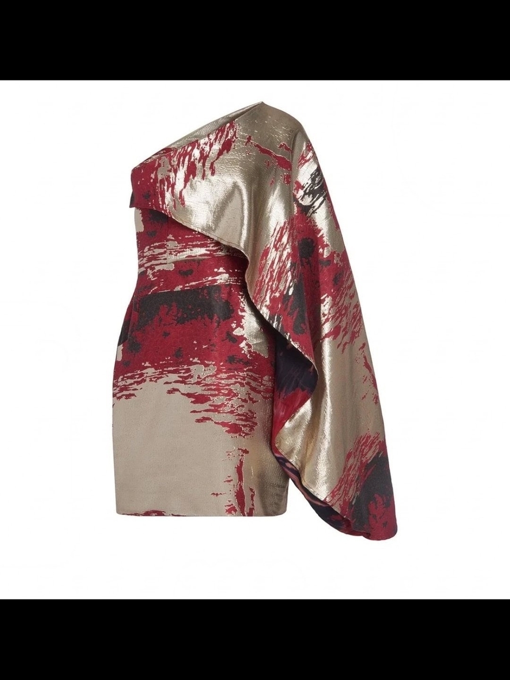 NWT Kahindo Hadiza One-Shoulder Metallic Gold Burgundy Mini Dress Size 4. - Picture 5 of 10